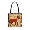 Folk Art Fox Tote Bag - Cute Cottagecore Totebag Makes the Perfect Gift