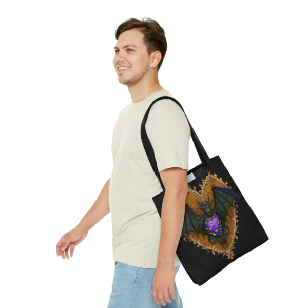Gothic Bat Purple Heart Tote Bag – Cute Cottagecore Totebag Makes the Perfect Gift