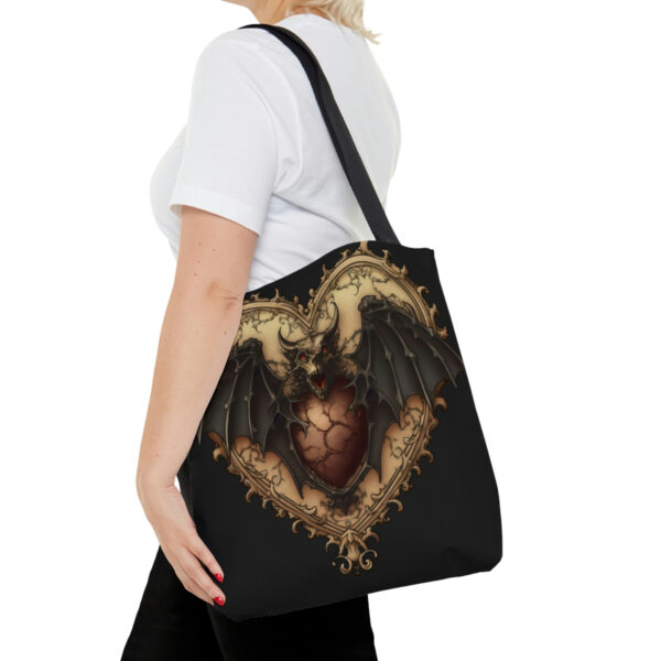 Gothic Bat Heart Tote Bag – Cute Cottagecore Totebag Makes the Perfect Gift