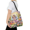 Whimsical Fairycore Tote Bag - Cute Cottagecore Totebag with Fairy in Flower Garden