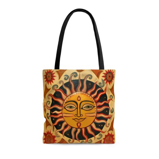 Folk Art Sun Tote Bag – Cute Cottagecore Totebag Makes the Perfect Gift