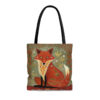 Folk Art Red Fox Tote Bag - Cute Cottagecore Totebag Makes the Perfect Gift