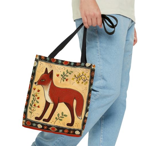 Folk Art Fox Tote Bag – Cute Cottagecore Totebag Makes the Perfect Gift