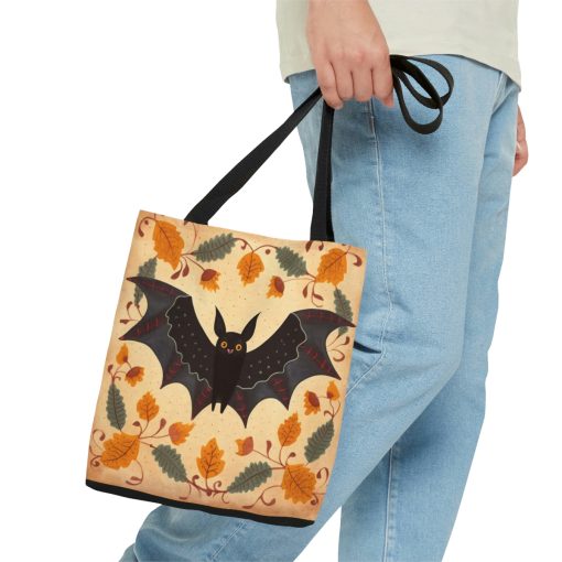 Folk Art Halloween Bat Tote Bag – Cute Cottagecore Totebag Makes the Perfect Gift