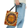 Folk Art Sun Tote Bag - Cute Cottagecore Totebag Makes the Perfect Gift