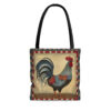 Folk Art Rooster Tote Bag - Cute Cottagecore Totebag Makes the Perfect Gift