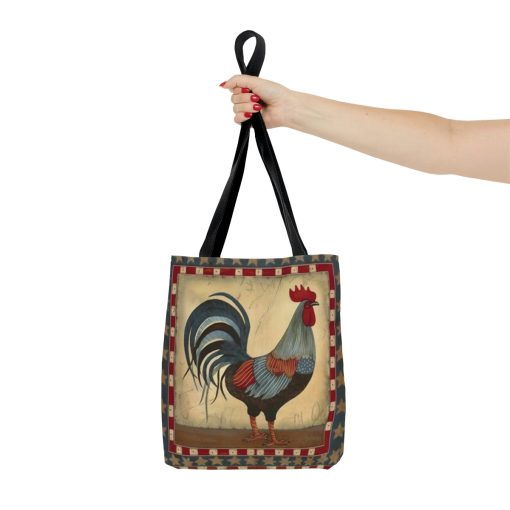 Folk Art Rooster Tote Bag – Cute Cottagecore Totebag Makes the Perfect Gift
