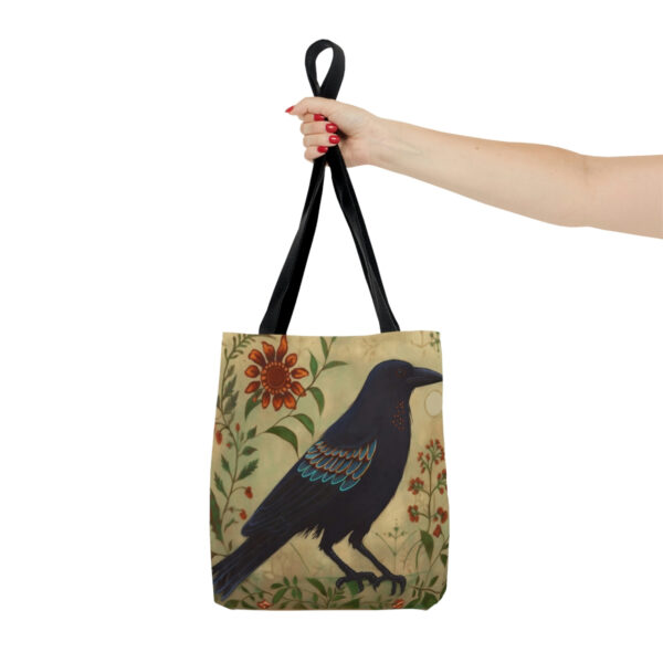 Folk Art Black Raven Tote Bag – Cute Cottagecore Totebag Makes the Perfect Gift