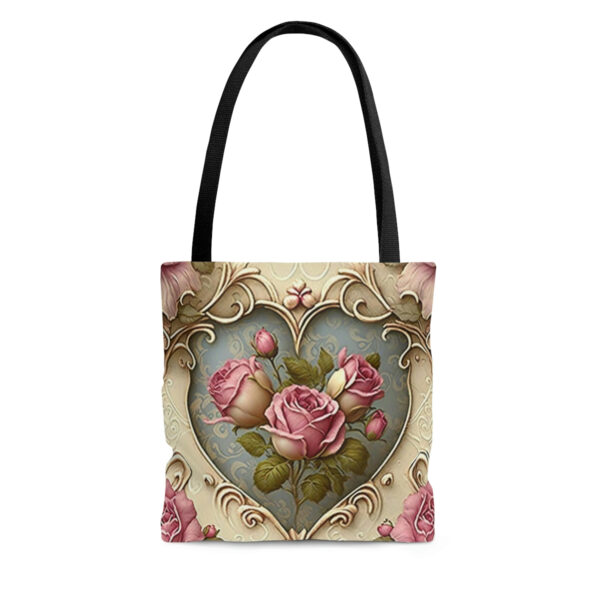 Vintage Victorian Rose Heart Tote Bag