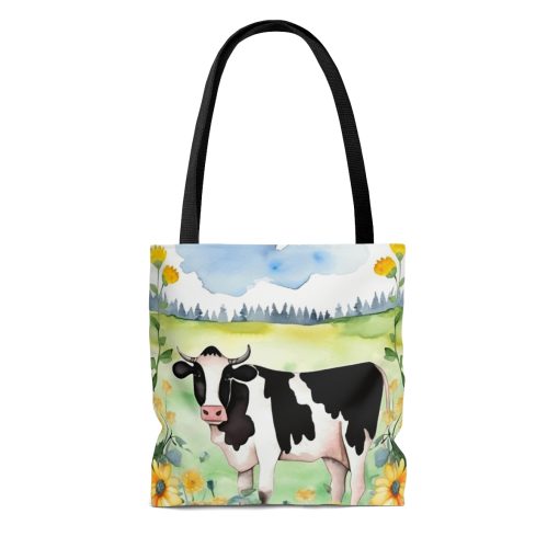 Watercolor Folk Art Holstein Cow Tote Bag – Cute Cottagecore Totebag Makes the Perfect Gift