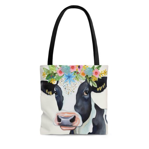 Folk Art Holstein Cow Tote Bag – Cute Cottagecore Totebag Makes the Perfect Gift