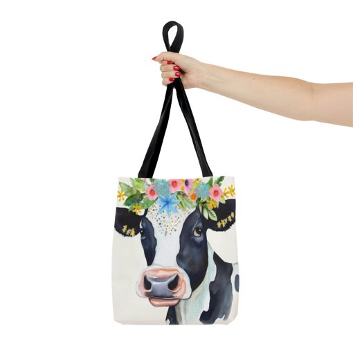 Folk Art Holstein Cow Tote Bag – Cute Cottagecore Totebag Makes the Perfect Gift