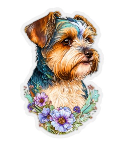 45748 4 e1679742643870 400x480 - Floral Biewer Terrier Kiss-Cut Stickers
