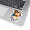 Floral Biewer Terrier Kiss-Cut Stickers