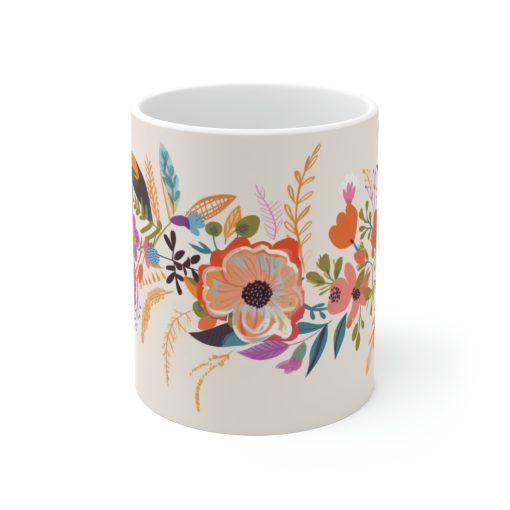 Boho Floral Pressed Flowers Coffee Mug | Boho Wildflowers Mug, Cottagecore Mug, Vintage Botanical Cup, Nature Mug, Floral Mug, Boho Modern