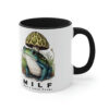 MILF "Man I Love Frogs" Two-Tone Coffee Mug Cottagecore Goblincore Mushroom