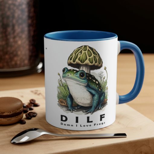 MILF DILF “Man I Love Frogs” Two-Tone Coffee Mug Cottagecore Goblincore Mushroom
