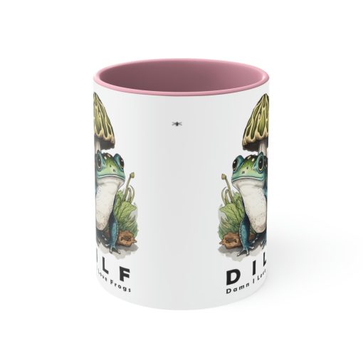 DILF “Damn I Love Frogs” Two-Tone Coffee Mug Cottagecore Goblincore Mushroom