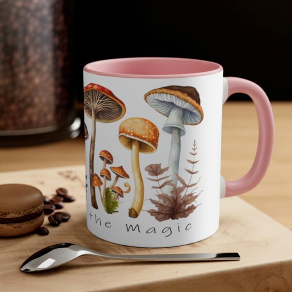 Respect the Magic Two-Tone Coffee Mug Cottagecore Goblincore Mushroom