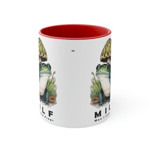 MILF “Man I Love Frogs” Two-Tone Coffee Mug Cottagecore Goblincore Mushroom