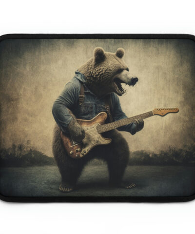 72553 36 400x480 - Grizzly Bear Playing Guitar Laptop Sleeve | Macbook Case Laptop Bag Zipper Pouch