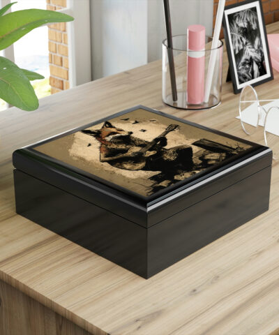 72880 118 400x480 - Fox Playing Guitar Wood Keepsake Jewelry Box with Ceramic Tile Cover
