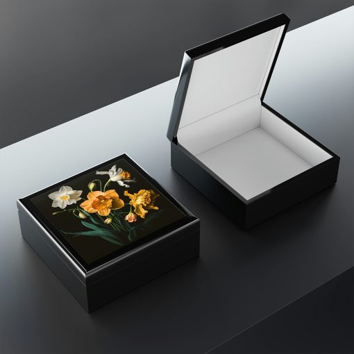 March Daffodil Birth Month Flower Jewelry Keepsake Box – Jewelry Travel Case,Bridesmaid Proposal Gift,Bridal Party Gift