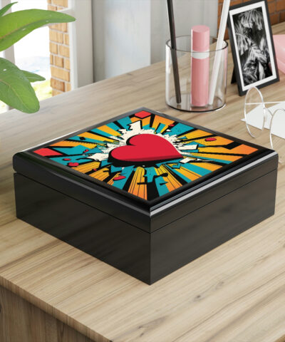 72880 166 400x480 - Pop Art Heart Wood Keepsake Jewelry Box with Ceramic Tile Cover
