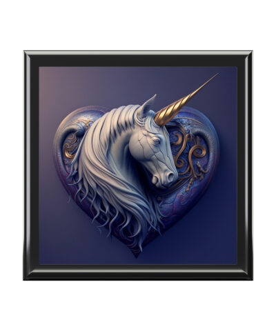 72880 183 400x480 - Purple Lavender Unicorn Heart Wood Keepsake Jewelry Box with Ceramic Tile Cover