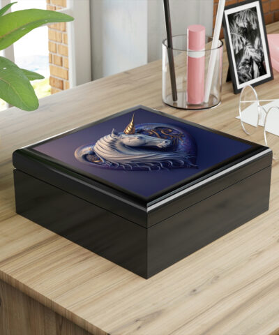 72880 184 400x480 - Purple Lavender Unicorn Heart Wood Keepsake Jewelry Box with Ceramic Tile Cover