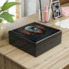 American Eagle Heart Wood Keepsake Jewelry Box with Ceramic Tile Cover