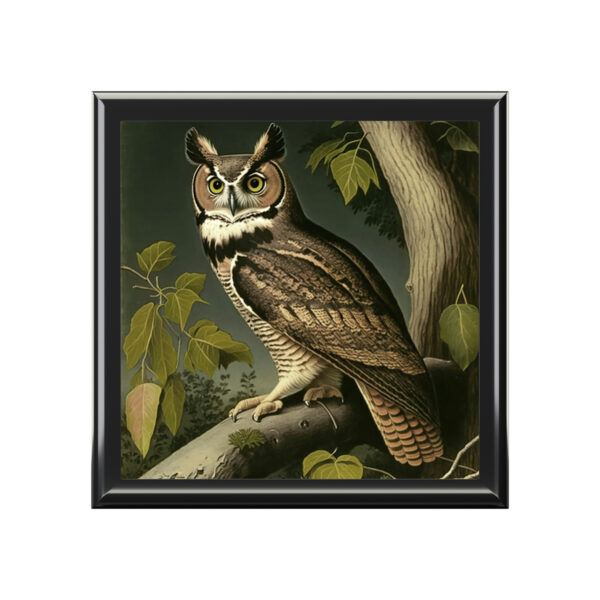 Vintage – Great Horned Owl – Wooden Keepsake Jewelry Box