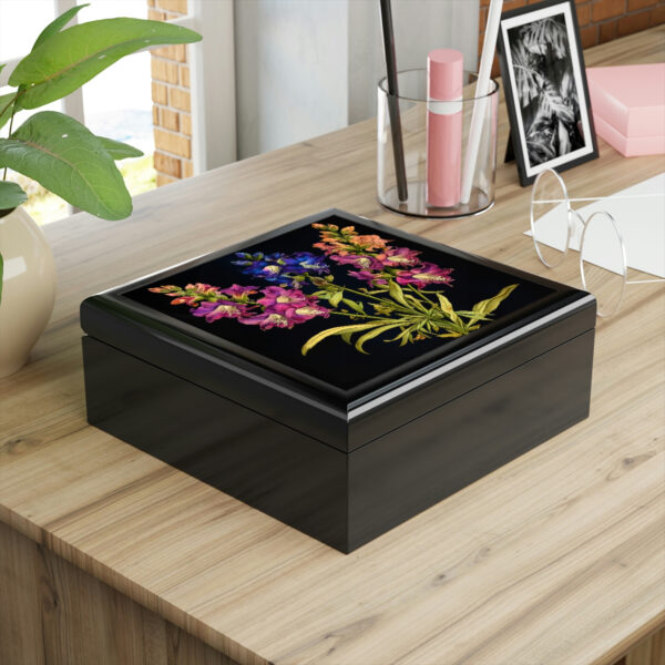 July Larkspur Birth Month Flower Jewelry Keepsake Box – Jewelry Travel Case,Bridesmaid Proposal Gift,Bridal Party Gift