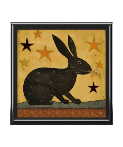 72880 521 400x480 - Rustic Folk Art Rabbit Design Wooden Keepsake Jewelry Box