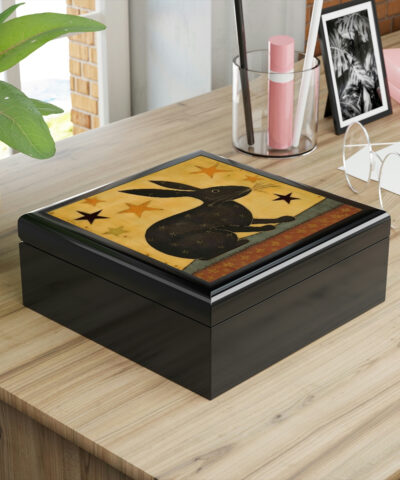 72880 522 400x480 - Rustic Folk Art Rabbit Design Wooden Keepsake Jewelry Box