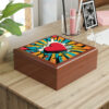 Pop Art Heart Wood Keepsake Jewelry Box with Ceramic Tile Cover