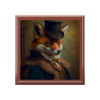 Mr. Fox Portrait Wood Keepsake Jewelry Box with Ceramic Tile Cover