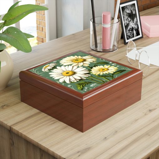 April Daisy Birth Month Flower Jewelry Keepsake Box – Jewelry Travel Case,Bridesmaid Proposal Gift,Bridal Party Gift,Jewelry Cas