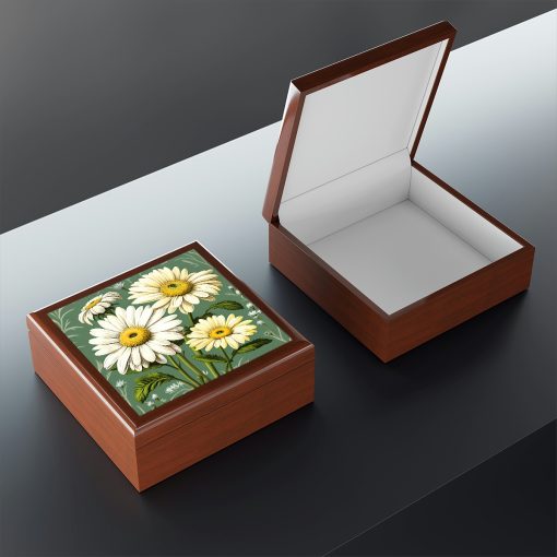 April Daisy Birth Month Flower Jewelry Keepsake Box – Jewelry Travel Case,Bridesmaid Proposal Gift,Bridal Party Gift,Jewelry Cas