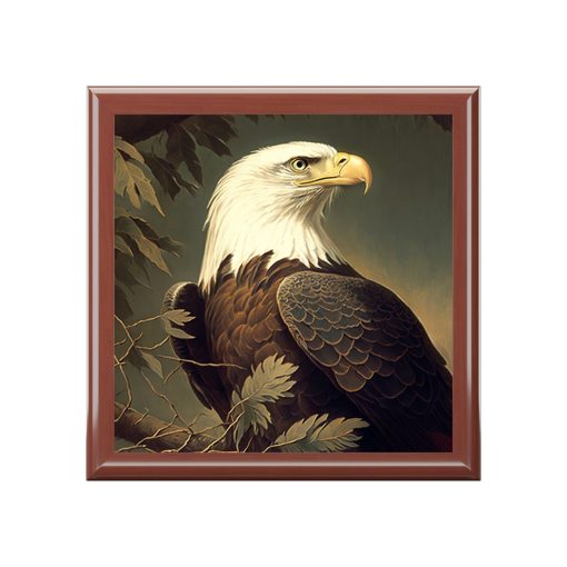 Vintage American Bald Eagle Wooden Keepsake Jewelry Box