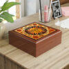 Rustic Folk Art Celestial Sun Design Wooden Keepsake Jewelry Box