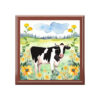 Rustic Folk Art Watercolor Holstein Cow Design Wooden Keepsake Jewelry Box