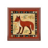 Rustic Folk Art Fox Design Wooden Keepsake Jewelry Box