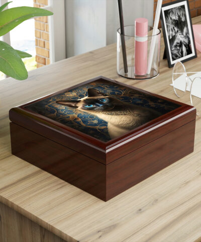 72882 1 400x480 - Royal Siamese Cat Wood Keepsake Jewelry Box with Ceramic Tile Cover