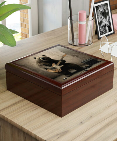 72882 109 400x480 - Grizzly Bear Playing Guitar Wood Keepsake Jewelry Box with Ceramic Tile Cover