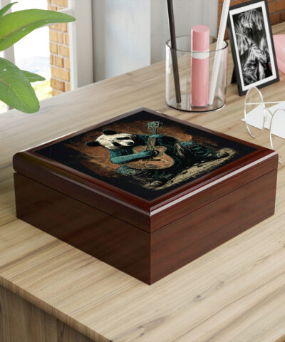 72882 115 400x480 - Panda Bear Playing Guitar Wood Keepsake Jewelry Box with Ceramic Tile Cover