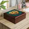 Peace and Love Wood Keepsake Jewelry Box with Ceramic Tile Cover