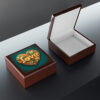Peace and Love Wood Keepsake Jewelry Box with Ceramic Tile Cover