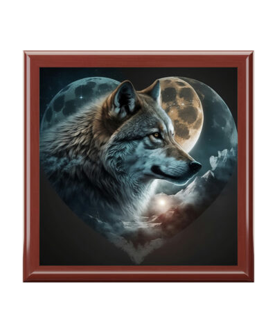 72882 135 400x480 - Wolf Moon Heart Wood Keepsake Jewelry Box with Ceramic Tile Cover