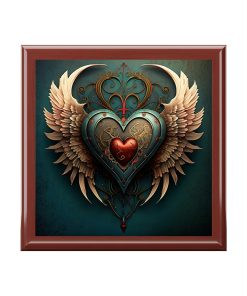 72882 141 247x296 - Angel Wing Heart Wood Keepsake Jewelry Box with Ceramic Tile Cover